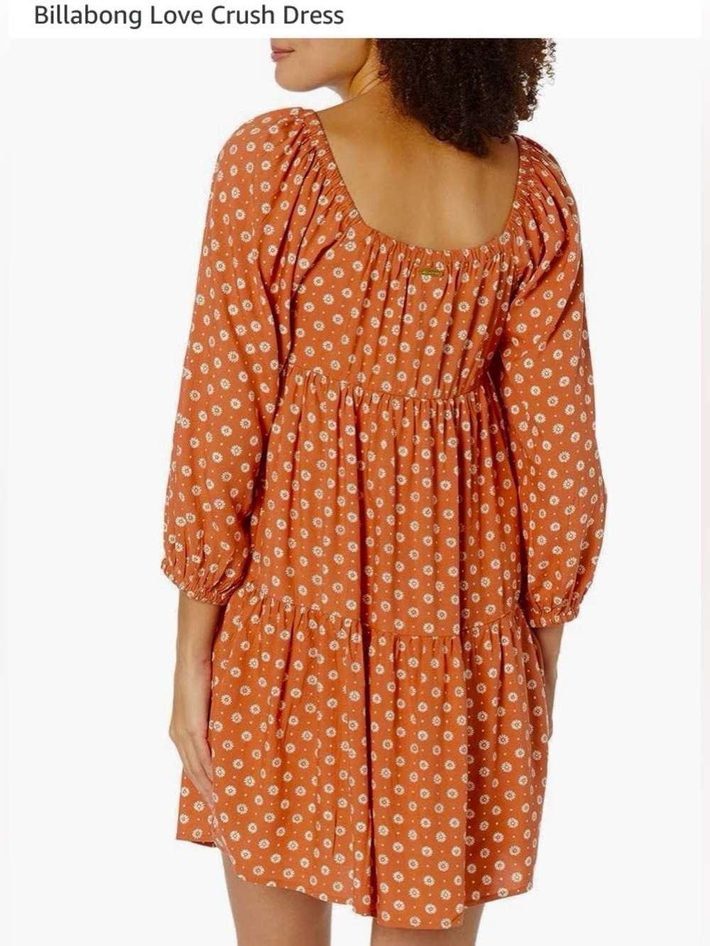 Billabong Rust Floral Long Sleeve Tiered Dress